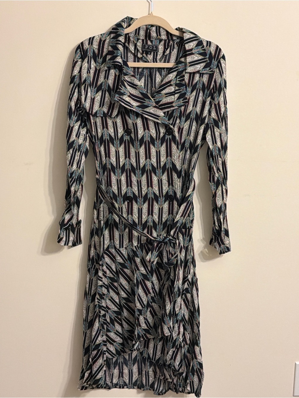 POL Geometric High-Low Dress in Black and Blue - Picture 2 of 3